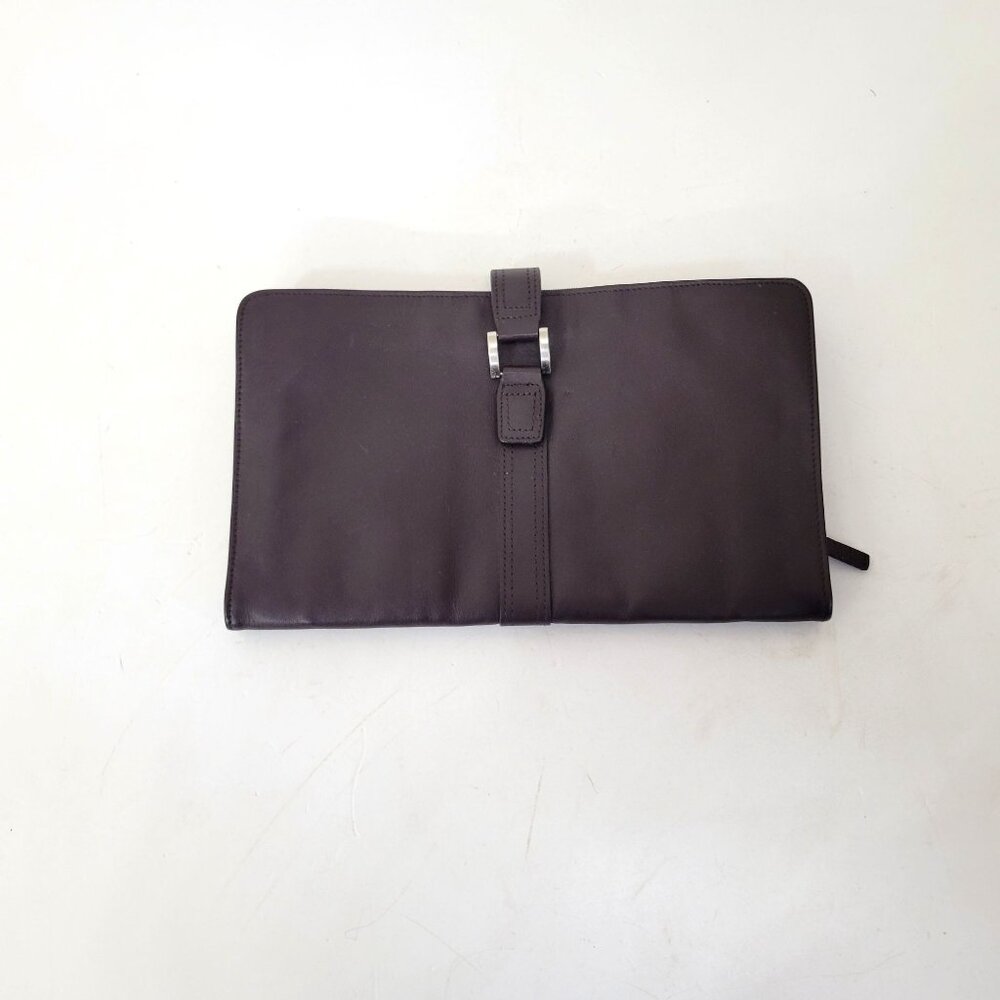 Red Envelope Brown Leather Travel Jewelry Organizer With Multiple Zippered Pocke - Picture 8 of 8